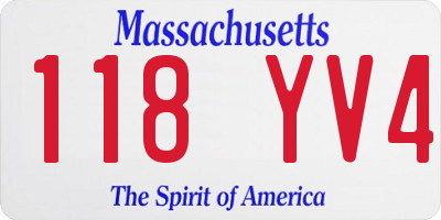 MA license plate 118YV4