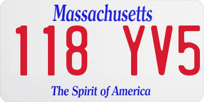 MA license plate 118YV5