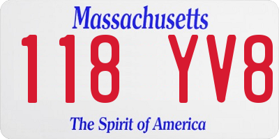 MA license plate 118YV8