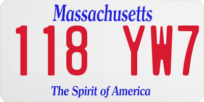 MA license plate 118YW7