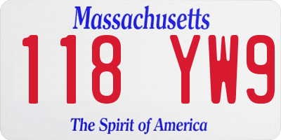 MA license plate 118YW9