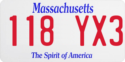 MA license plate 118YX3