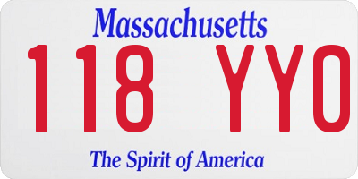 MA license plate 118YY0