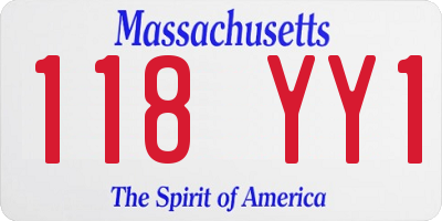 MA license plate 118YY1