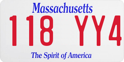MA license plate 118YY4