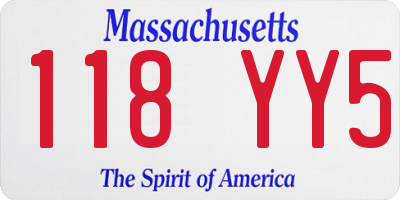 MA license plate 118YY5