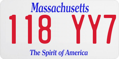 MA license plate 118YY7