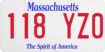 MA license plate 118YZ0