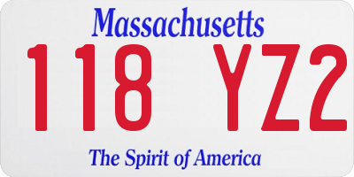 MA license plate 118YZ2