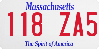 MA license plate 118ZA5