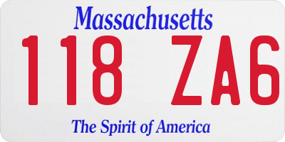 MA license plate 118ZA6