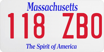 MA license plate 118ZB0