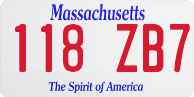 MA license plate 118ZB7