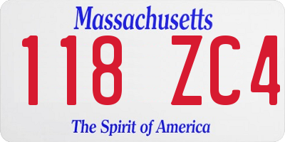 MA license plate 118ZC4