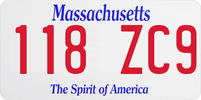 MA license plate 118ZC9