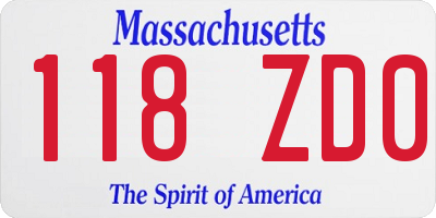 MA license plate 118ZD0