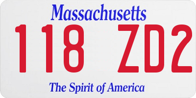 MA license plate 118ZD2
