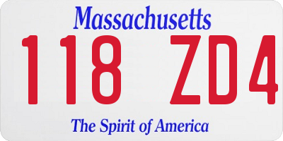 MA license plate 118ZD4
