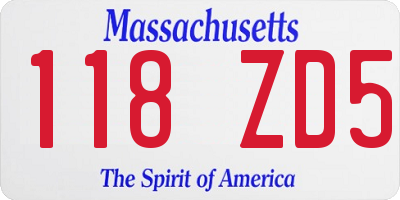 MA license plate 118ZD5