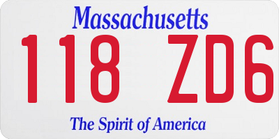 MA license plate 118ZD6