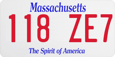 MA license plate 118ZE7
