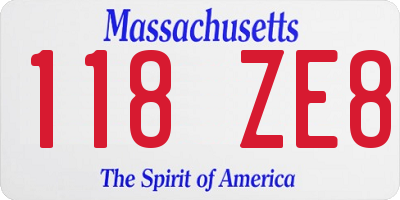MA license plate 118ZE8