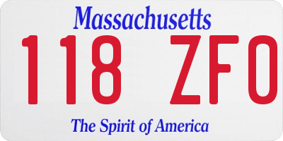 MA license plate 118ZF0