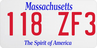 MA license plate 118ZF3