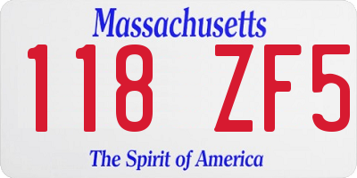 MA license plate 118ZF5
