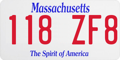 MA license plate 118ZF8