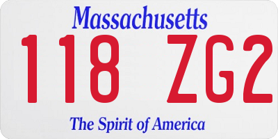 MA license plate 118ZG2