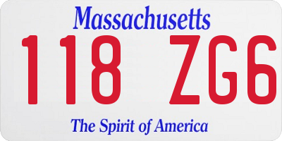 MA license plate 118ZG6