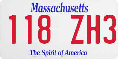 MA license plate 118ZH3
