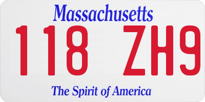 MA license plate 118ZH9