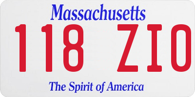 MA license plate 118ZI0