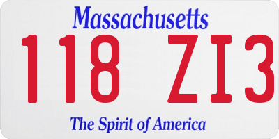 MA license plate 118ZI3