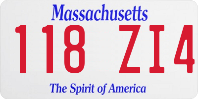 MA license plate 118ZI4
