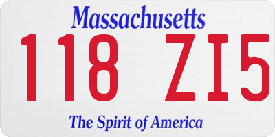 MA license plate 118ZI5