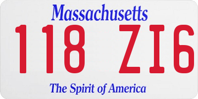 MA license plate 118ZI6