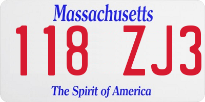 MA license plate 118ZJ3