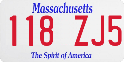 MA license plate 118ZJ5