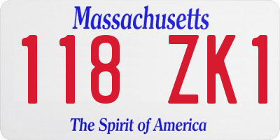 MA license plate 118ZK1