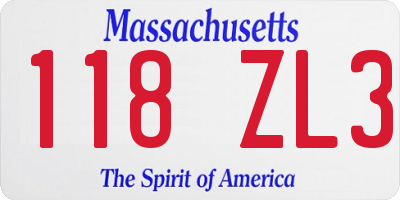 MA license plate 118ZL3