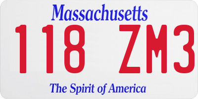 MA license plate 118ZM3