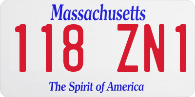 MA license plate 118ZN1