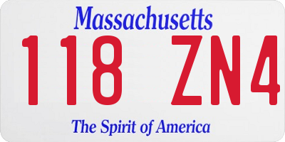 MA license plate 118ZN4