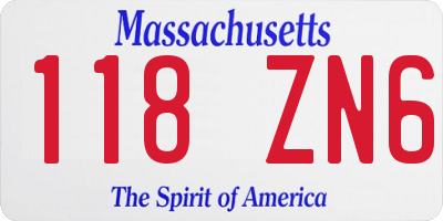 MA license plate 118ZN6