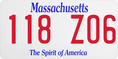 MA license plate 118ZO6