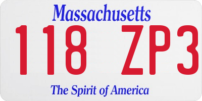 MA license plate 118ZP3