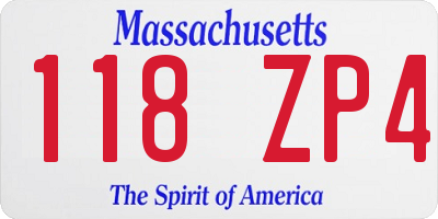 MA license plate 118ZP4